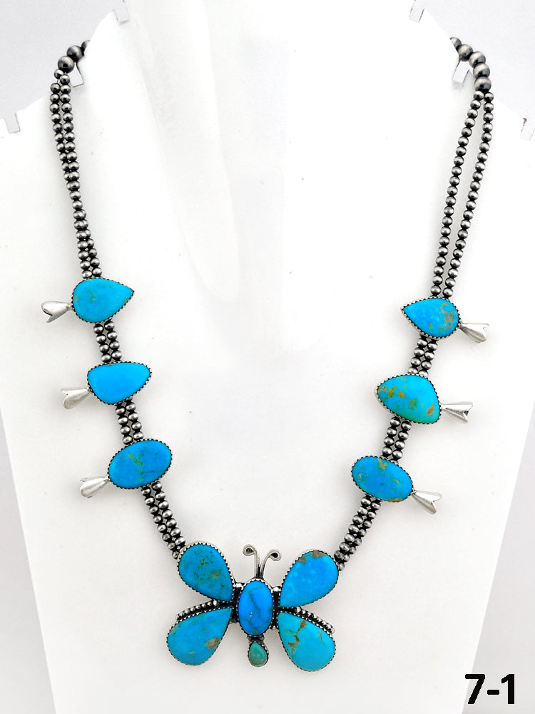 Southwest Made Santa Maria Turquoise & Sterling Silver Beaded Necklace