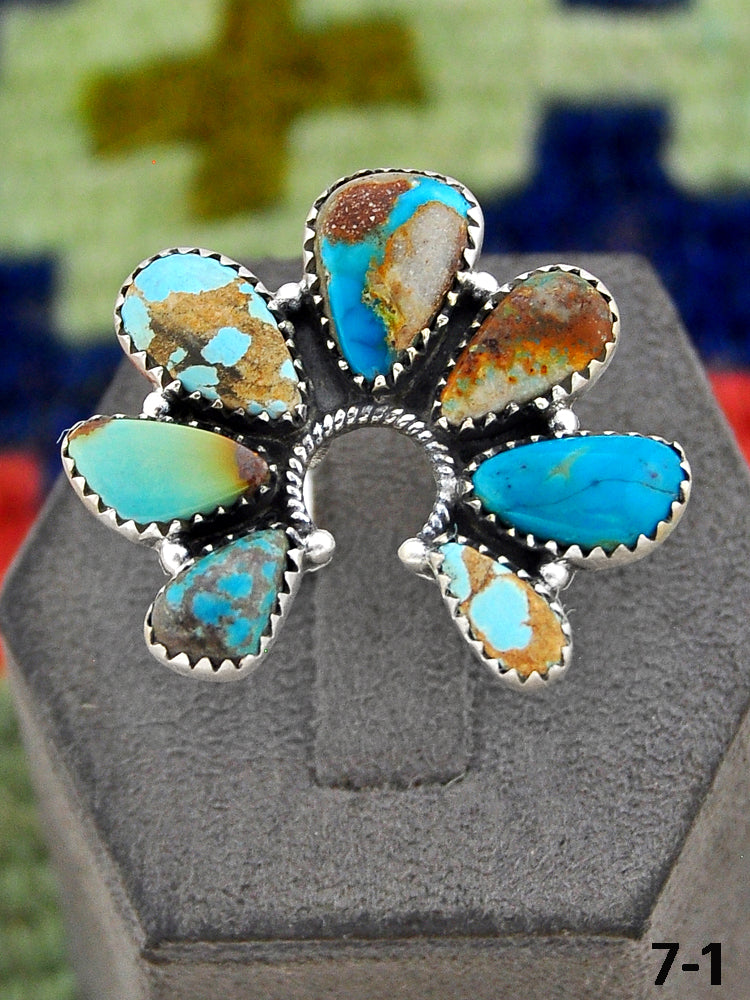 Southwest Made Royston Turquoise & Sterling Silver Adjustable Ring