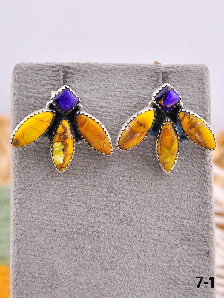 Southwest Made Multi Stone & Sterling Silver Post Earrings