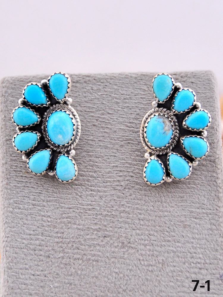 Southwest Made Kingman Turquoise & Sterling Silver Post Earrings