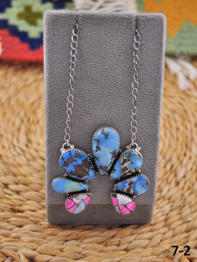 Southwest Handmade Multi Stone & Sterling Silver Naja Necklace