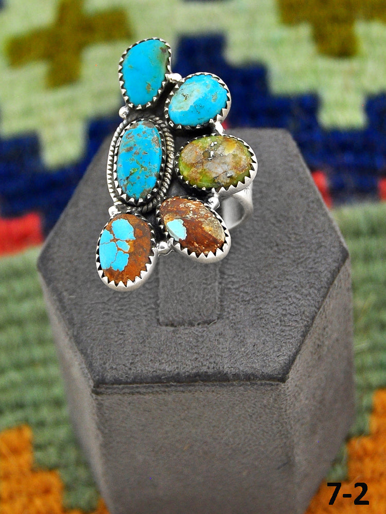 Southwest Made Royston Turquoise & Sterling Silver Adjustable Ring