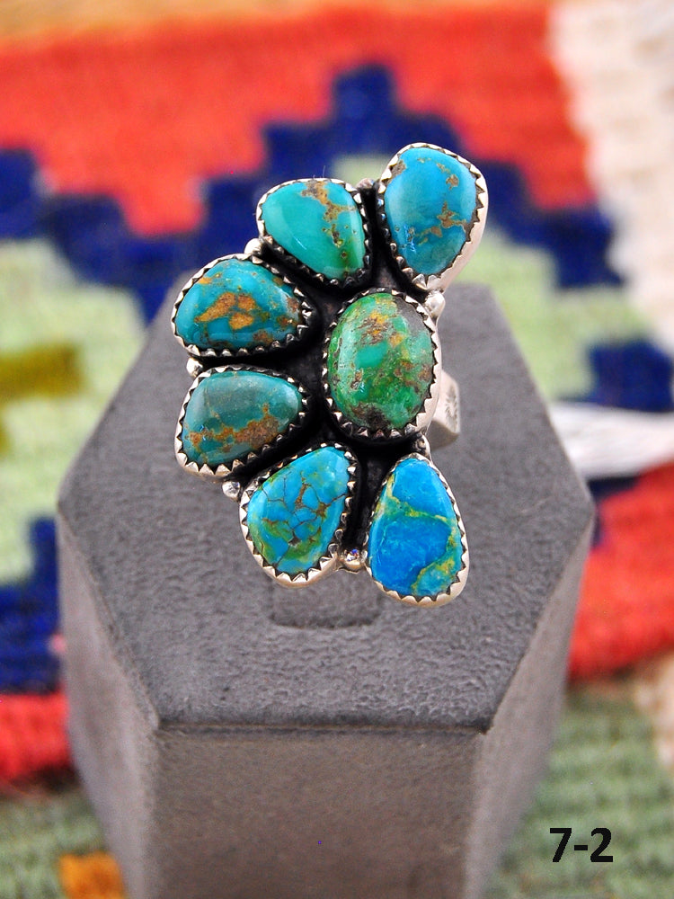Southwest Made South Hill Turquoise & Sterling Silver Adjustable Ring