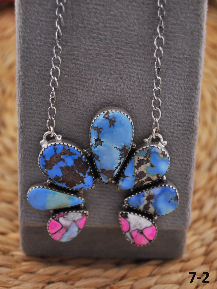 Southwest Handmade Multi Stone & Sterling Silver Naja Necklace