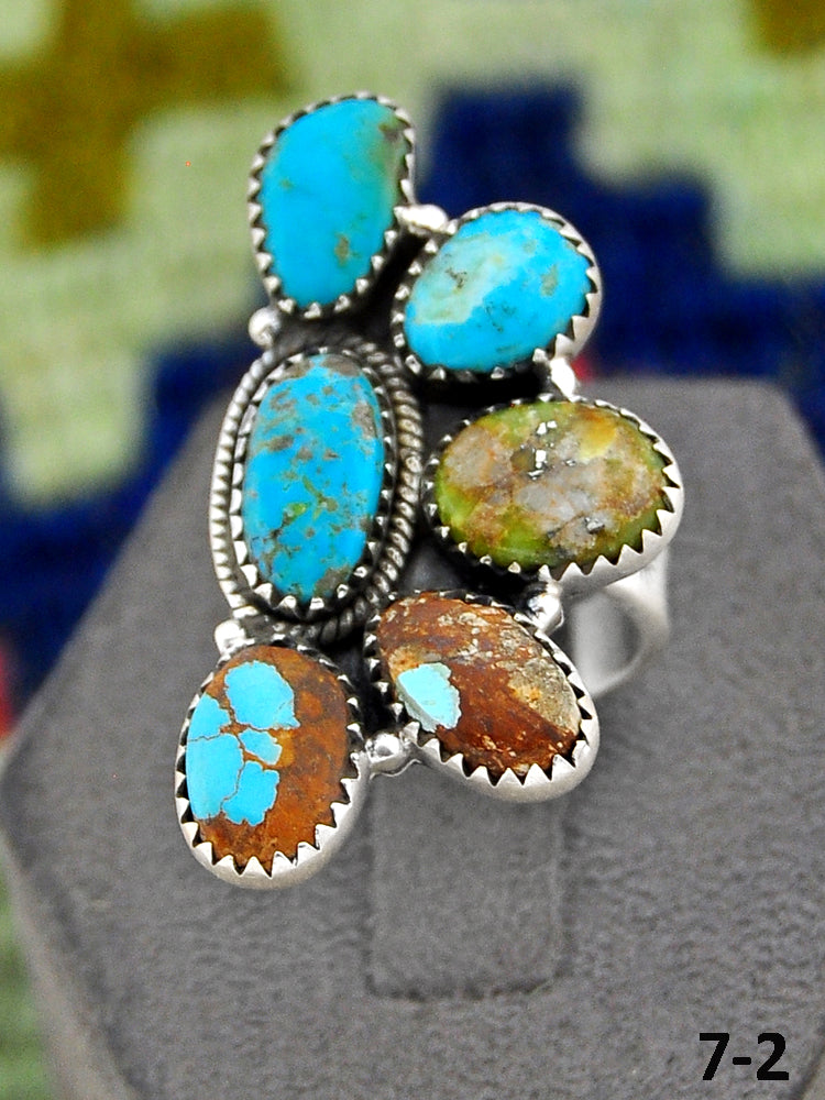 Southwest Made Royston Turquoise & Sterling Silver Adjustable Ring