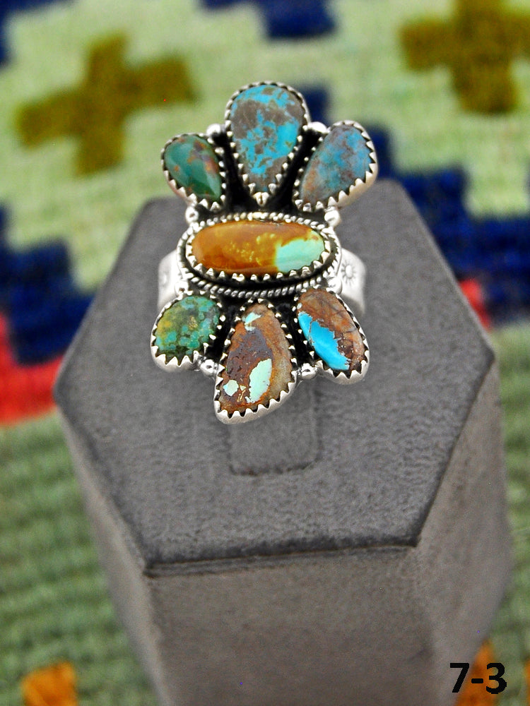 Southwest Made Royston Turquoise & Sterling Silver Adjustable Ring