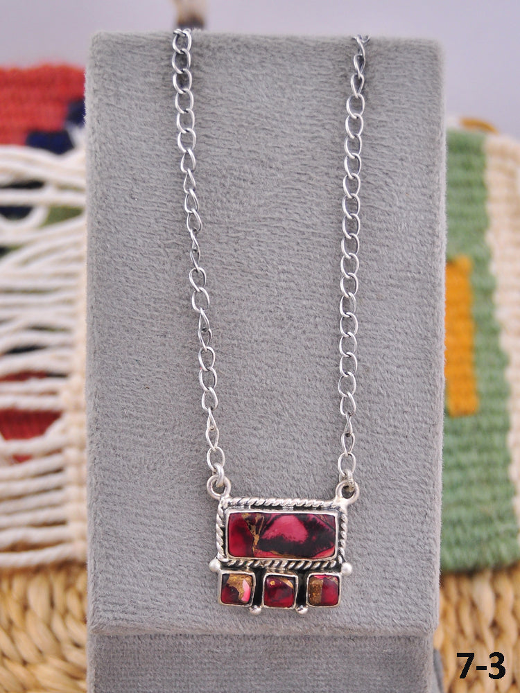 Southwest Made Rose Dahlia & Sterling Silver Necklace