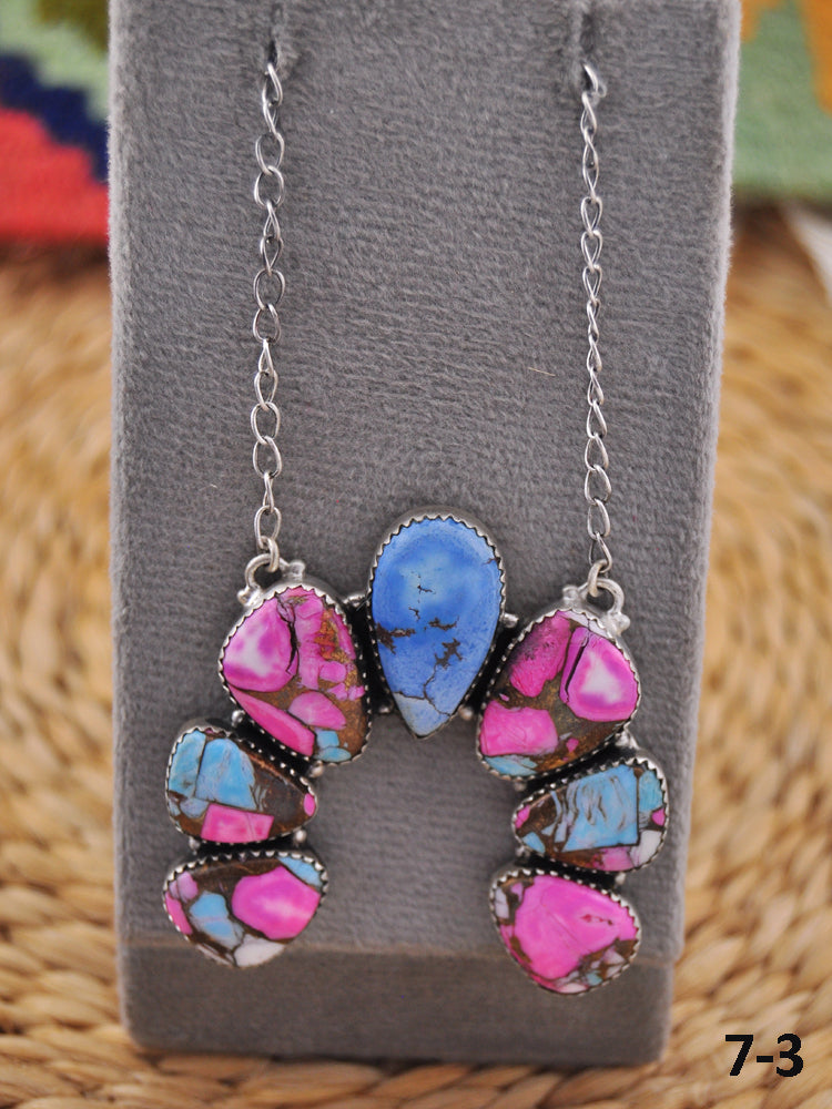 Southwest Handmade Multi Stone & Sterling Silver Naja Necklace