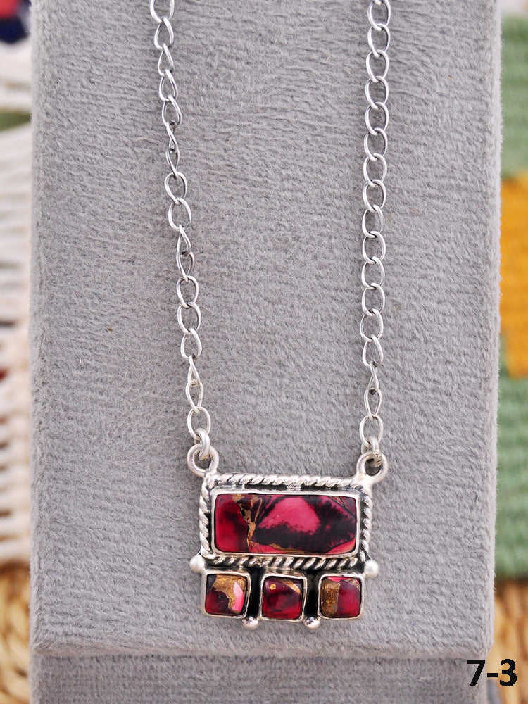 Southwest Made Rose Dahlia & Sterling Silver Necklace
