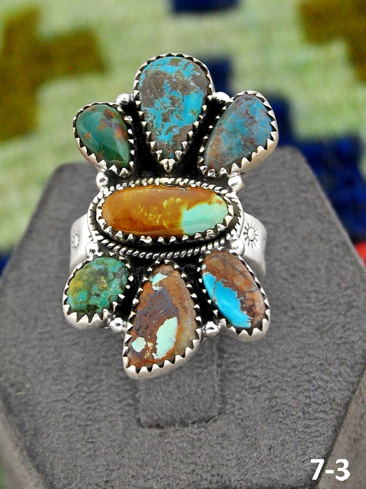 Southwest Made Royston Turquoise & Sterling Silver Adjustable Ring
