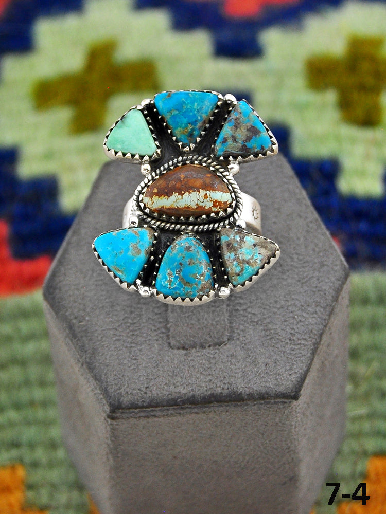 Southwest Made Royston Turquoise & Sterling Silver Adjustable Ring