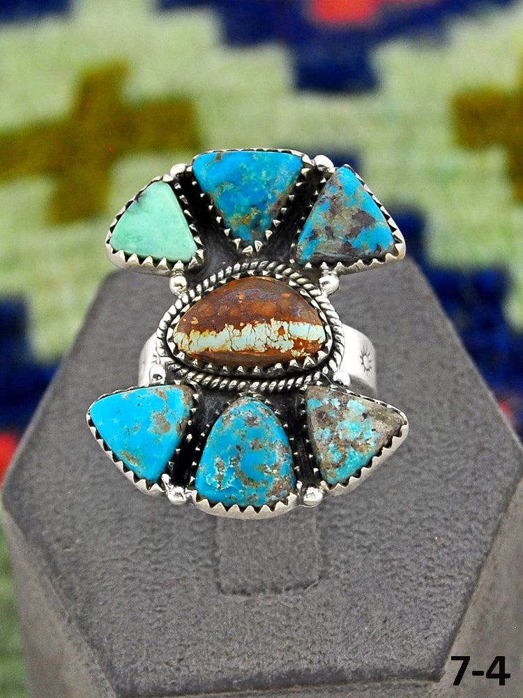 Southwest Made Royston Turquoise & Sterling Silver Adjustable Ring