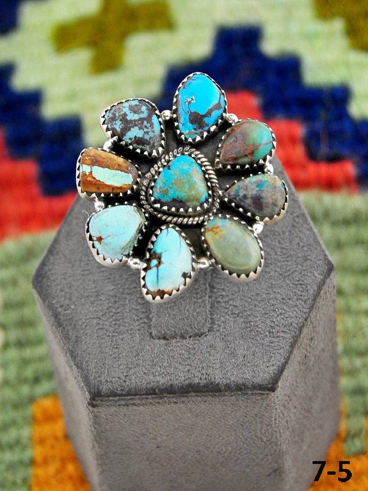 Southwest Made Royston Turquoise & Sterling Silver Adjustable Ring