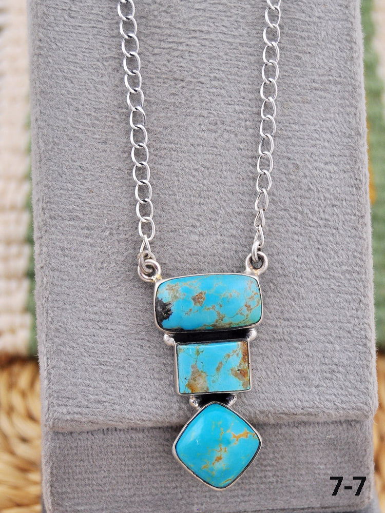 Southwest Made Kingman Turquoise & Sterling Silver Necklace