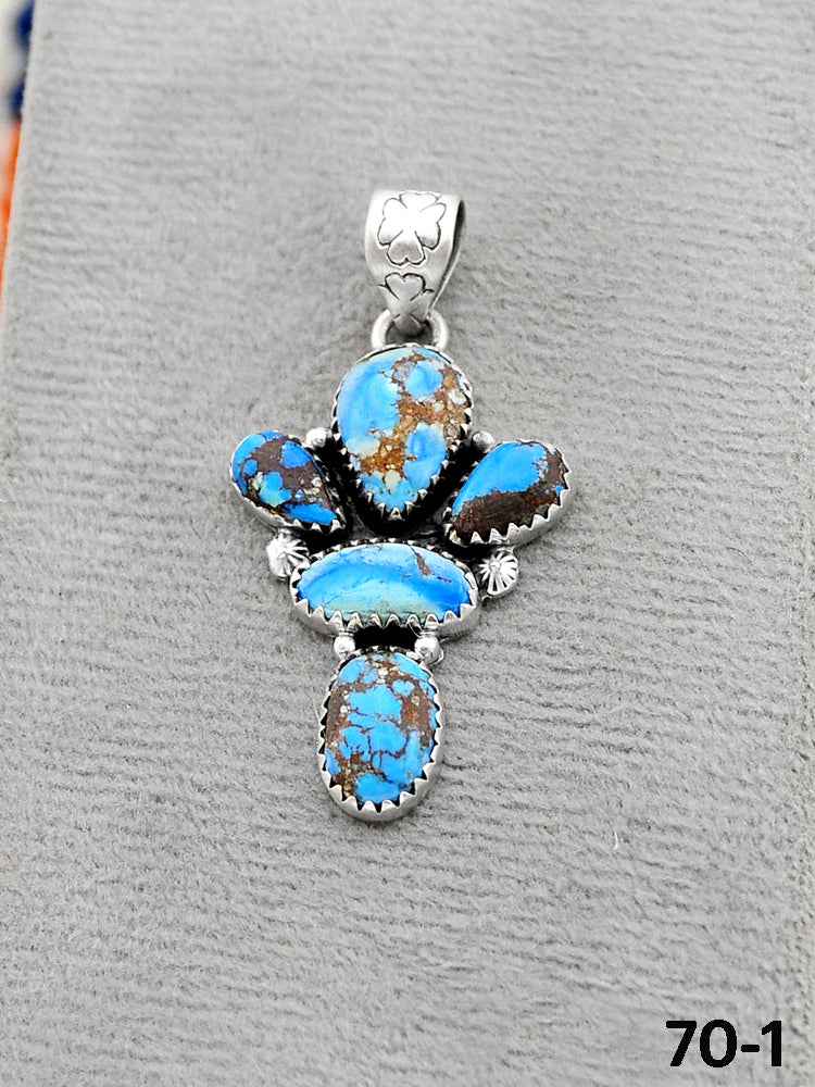 Southwest Handmade Golden Hills Turquoise & Sterling Silver Pendants