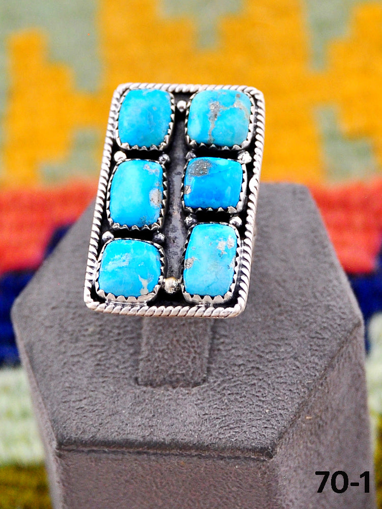 Southwest Handmade Santa Maria Turquoise& Sterling Silver Adjustable Ring
