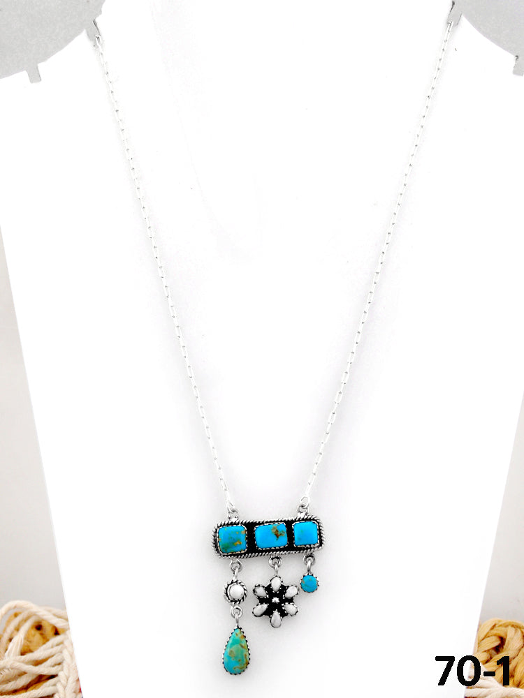 Southwest Handmade Santa Maria with White Buffalo & Sterling Silver Necklace