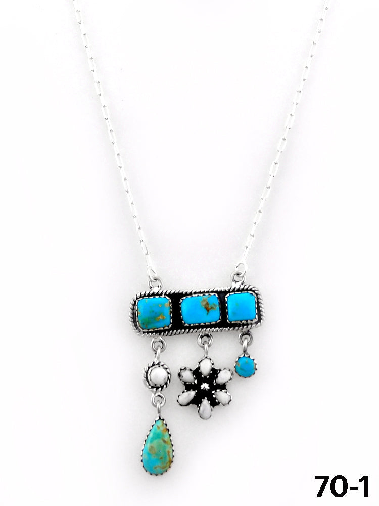 Southwest Handmade Santa Maria with White Buffalo & Sterling Silver Necklace