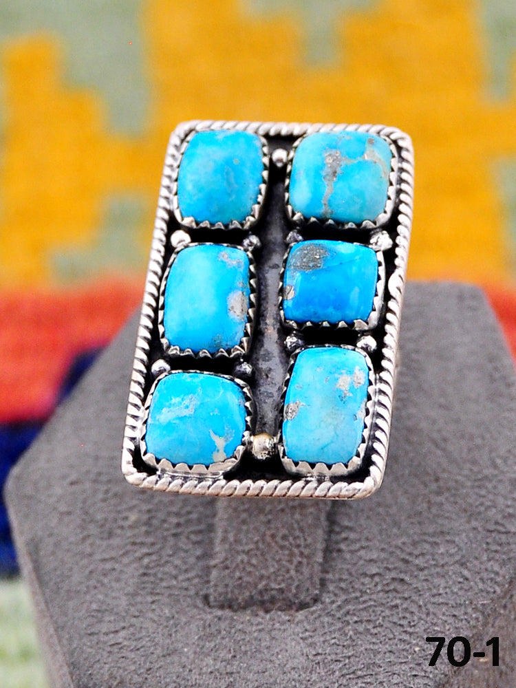 Southwest Handmade Santa Maria Turquoise& Sterling Silver Adjustable Ring