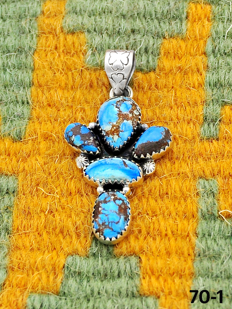 Southwest Handmade Golden Hills Turquoise & Sterling Silver Pendants