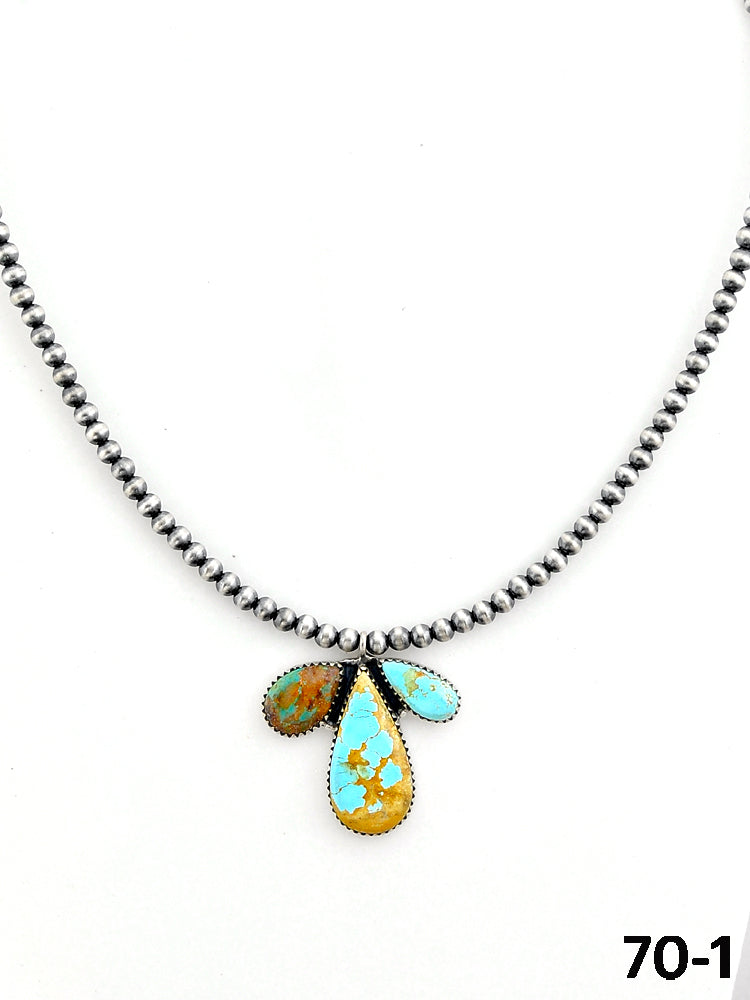 Southwest Made Royston Turquoise & Sterling Silver Beaded Necklace