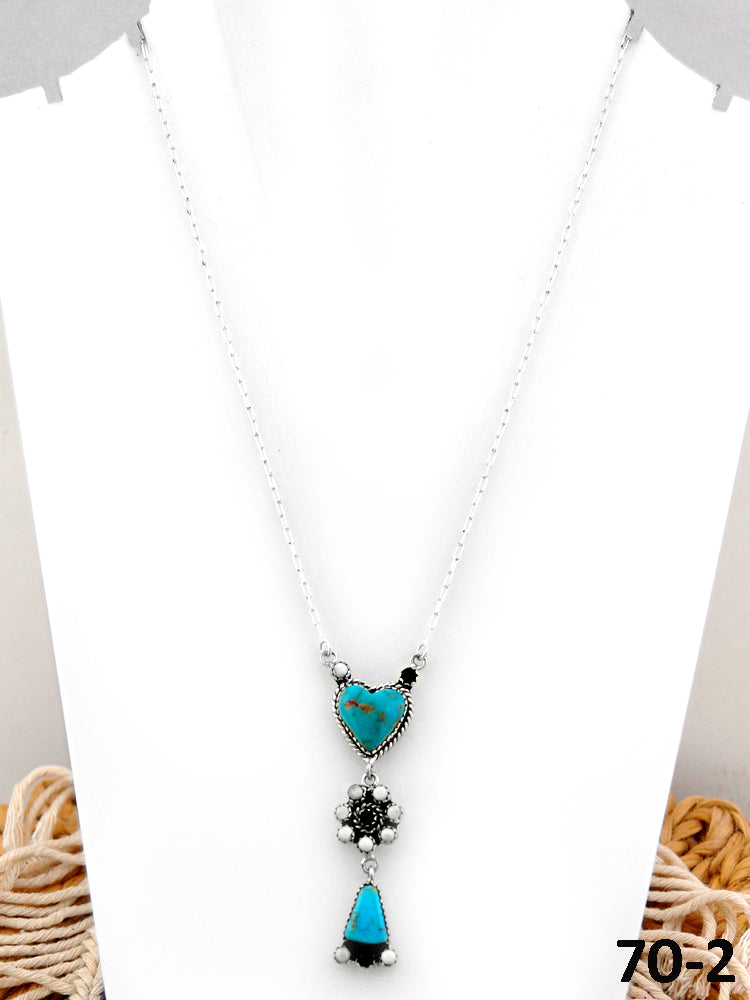 Southwest Handmade Santa Maria with White Buffalo & Sterling Silver Necklace