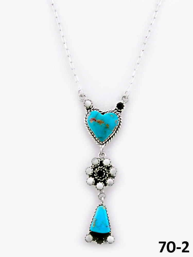 Southwest Handmade Santa Maria with White Buffalo & Sterling Silver Necklace