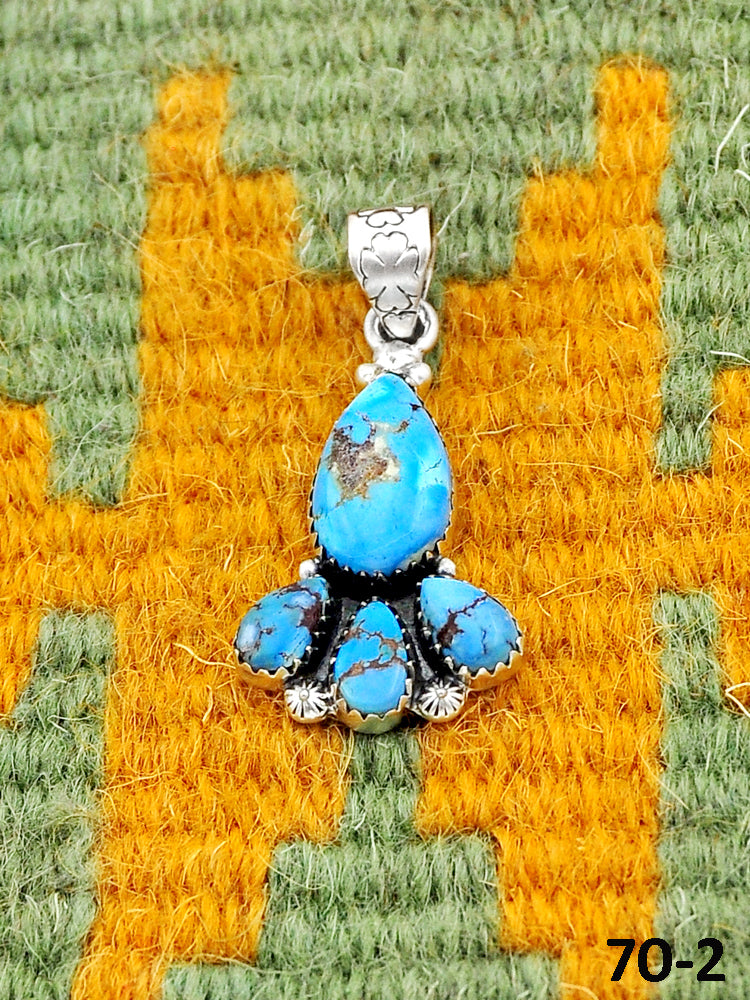 Southwest Handmade Golden Hills Turquoise & Sterling Silver Pendants