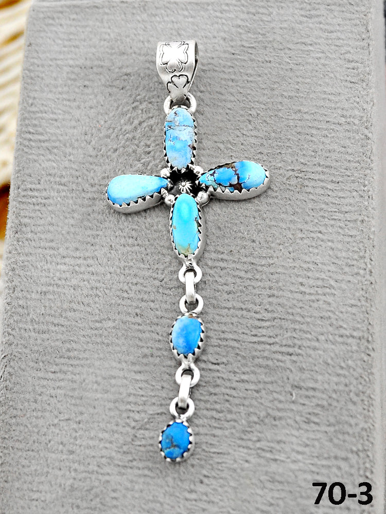 Southwest Handmade Golden Hills Turquoise & Sterling Silver Pendants