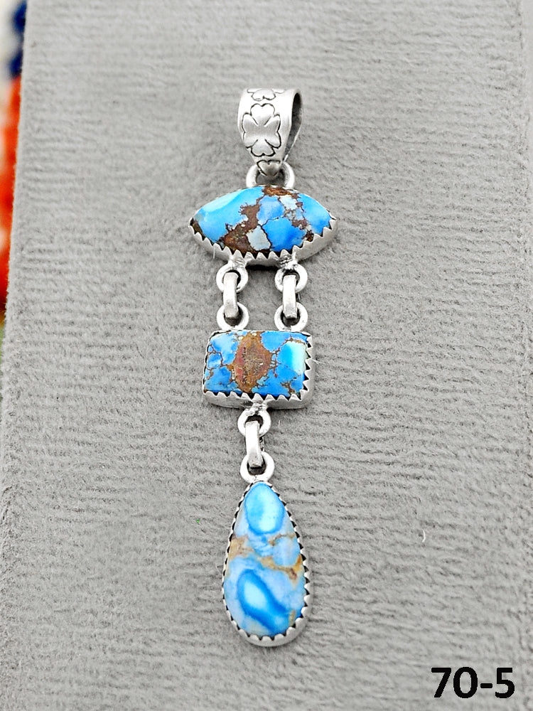 Southwest Handmade Golden Hills Turquoise & Sterling Silver Pendants