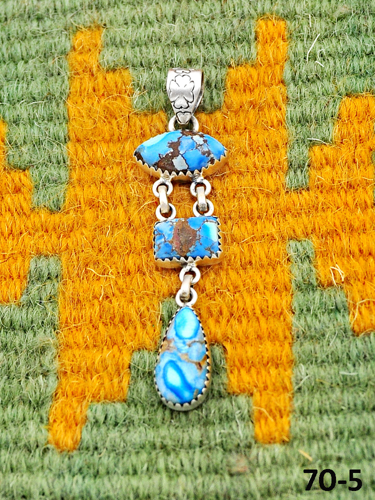 Southwest Handmade Golden Hills Turquoise & Sterling Silver Pendants
