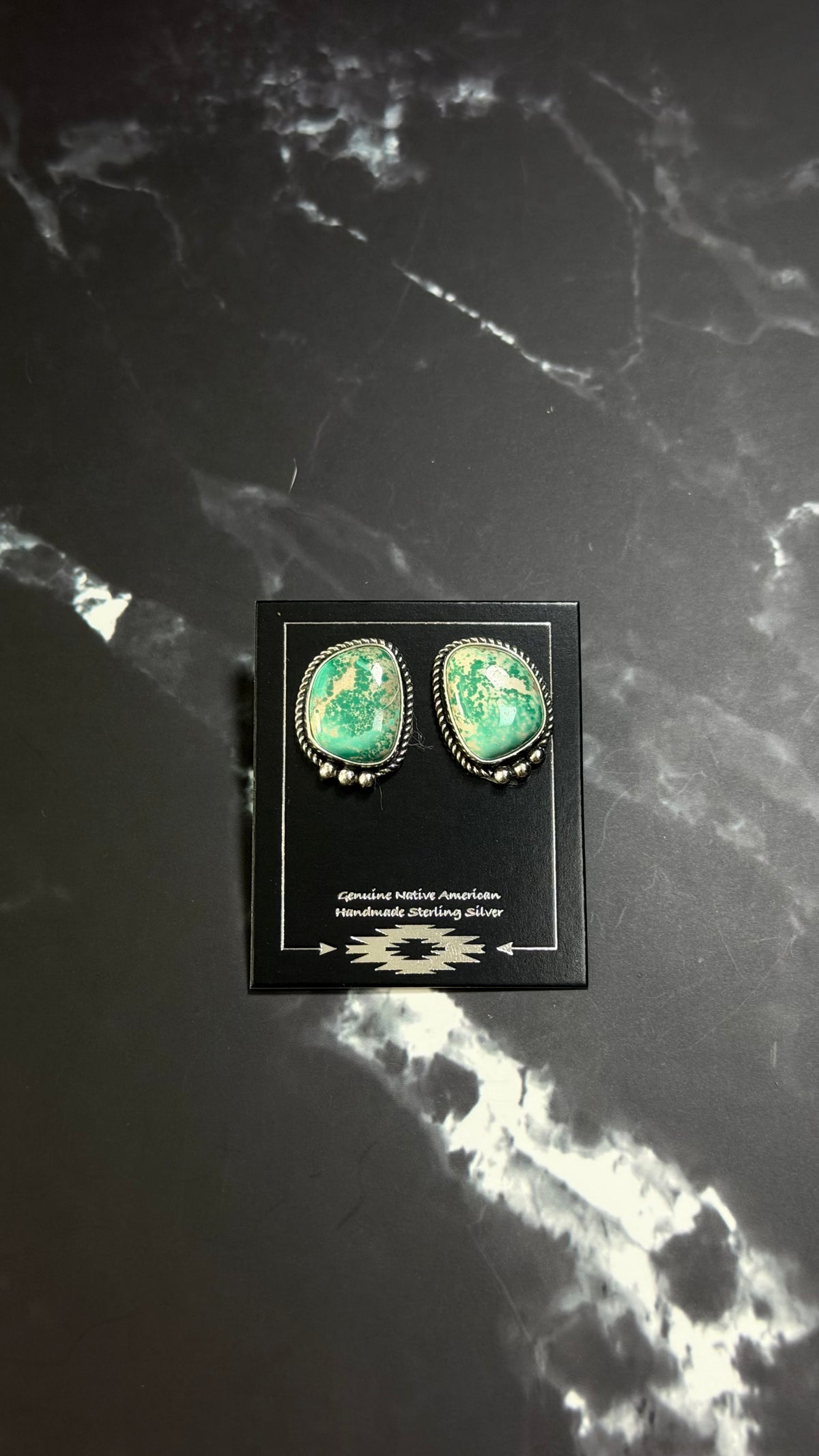 Navajo Made Royston Turquoise & Sterling Silver Post Earrings