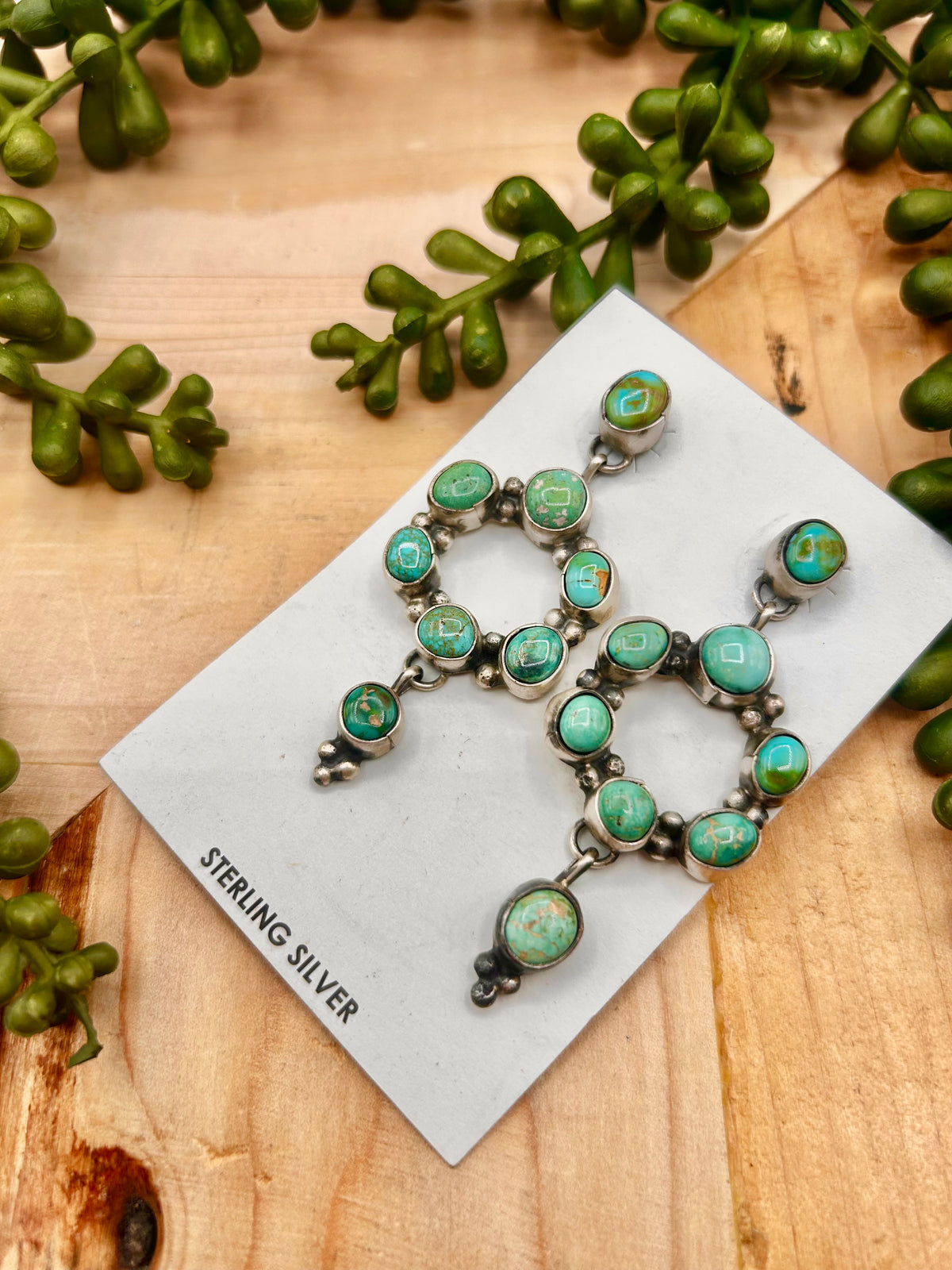 Sheila Becenti Royston Turquoise & Sterling Silver Post Earrings