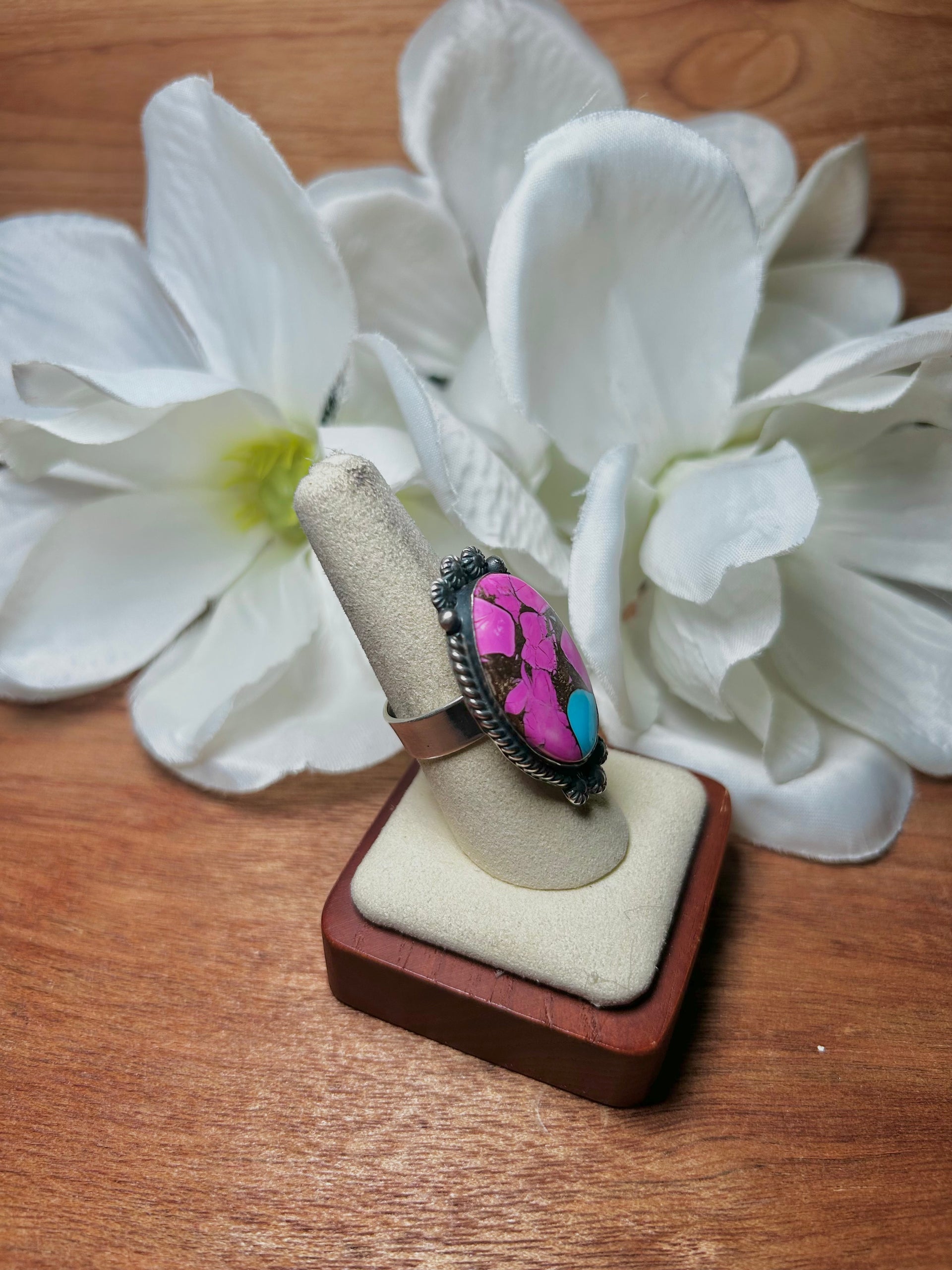 Zachariah David Cotton Candy Dahlia & Sterling Silver Adjustable Ring