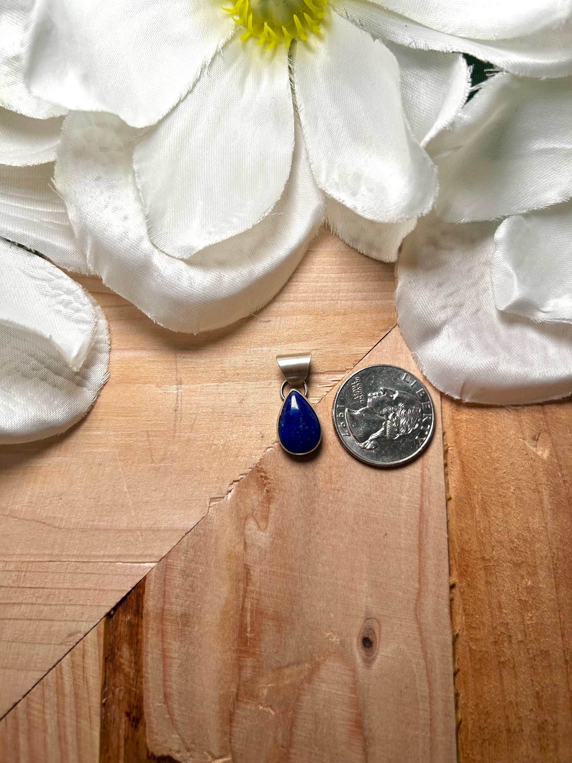 Navajo Made Lapis & Sterling Silver Pendant