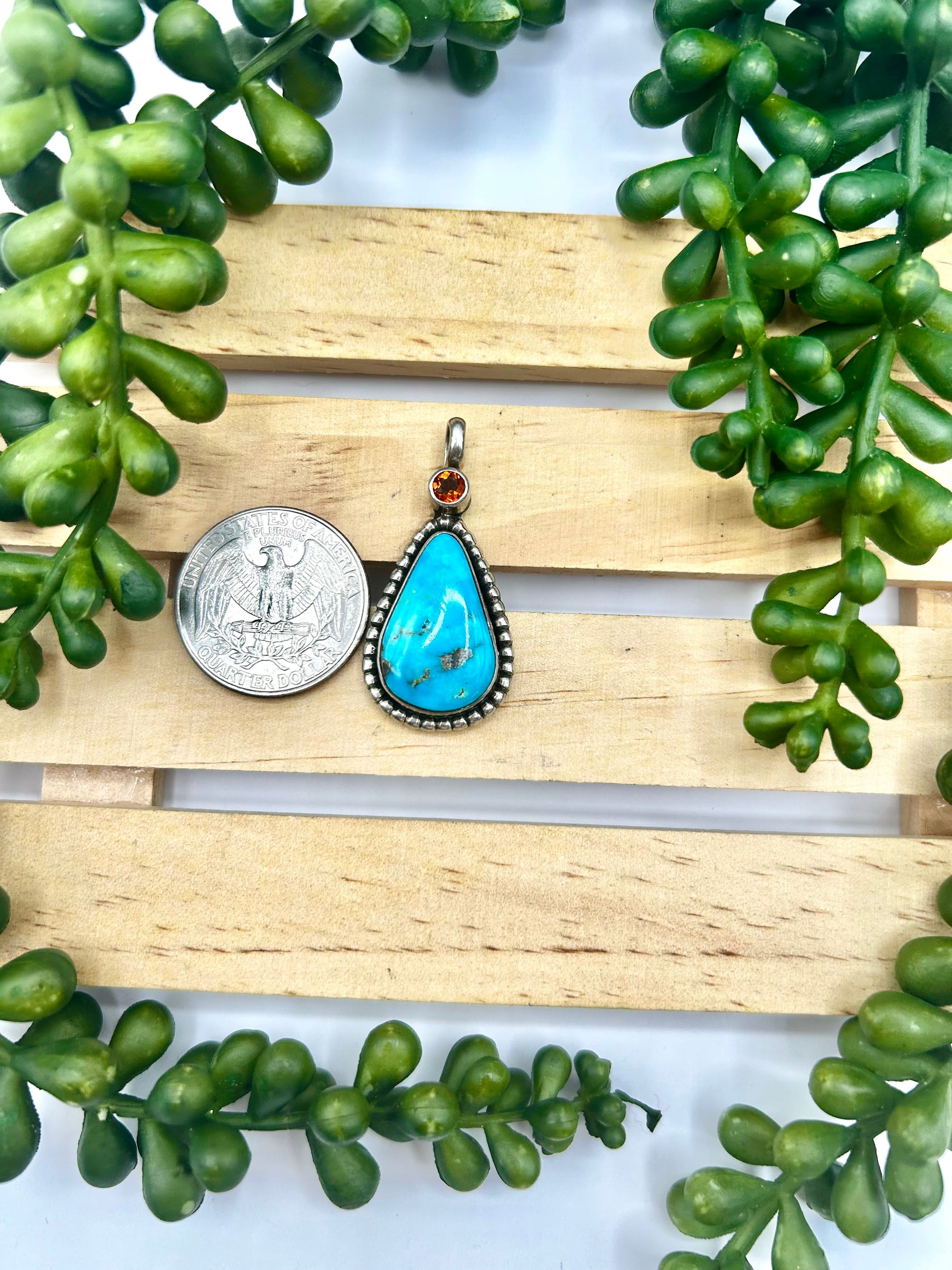 Old Pawn Navajo Made Multi Stone & Sterling Silver Pendant