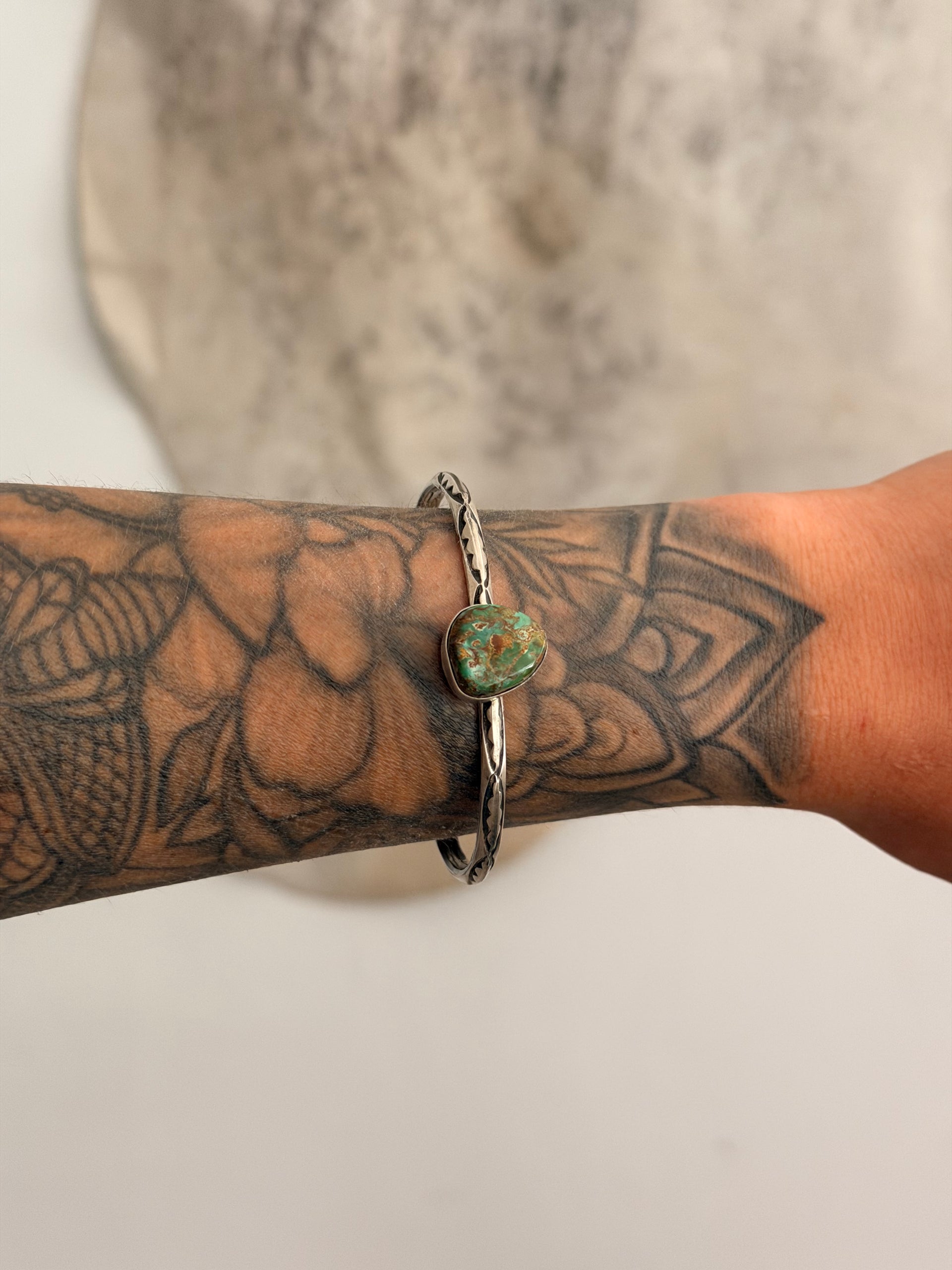 Navajo Made Royston Turquoise & Sterling Silver Cuff Bracelet