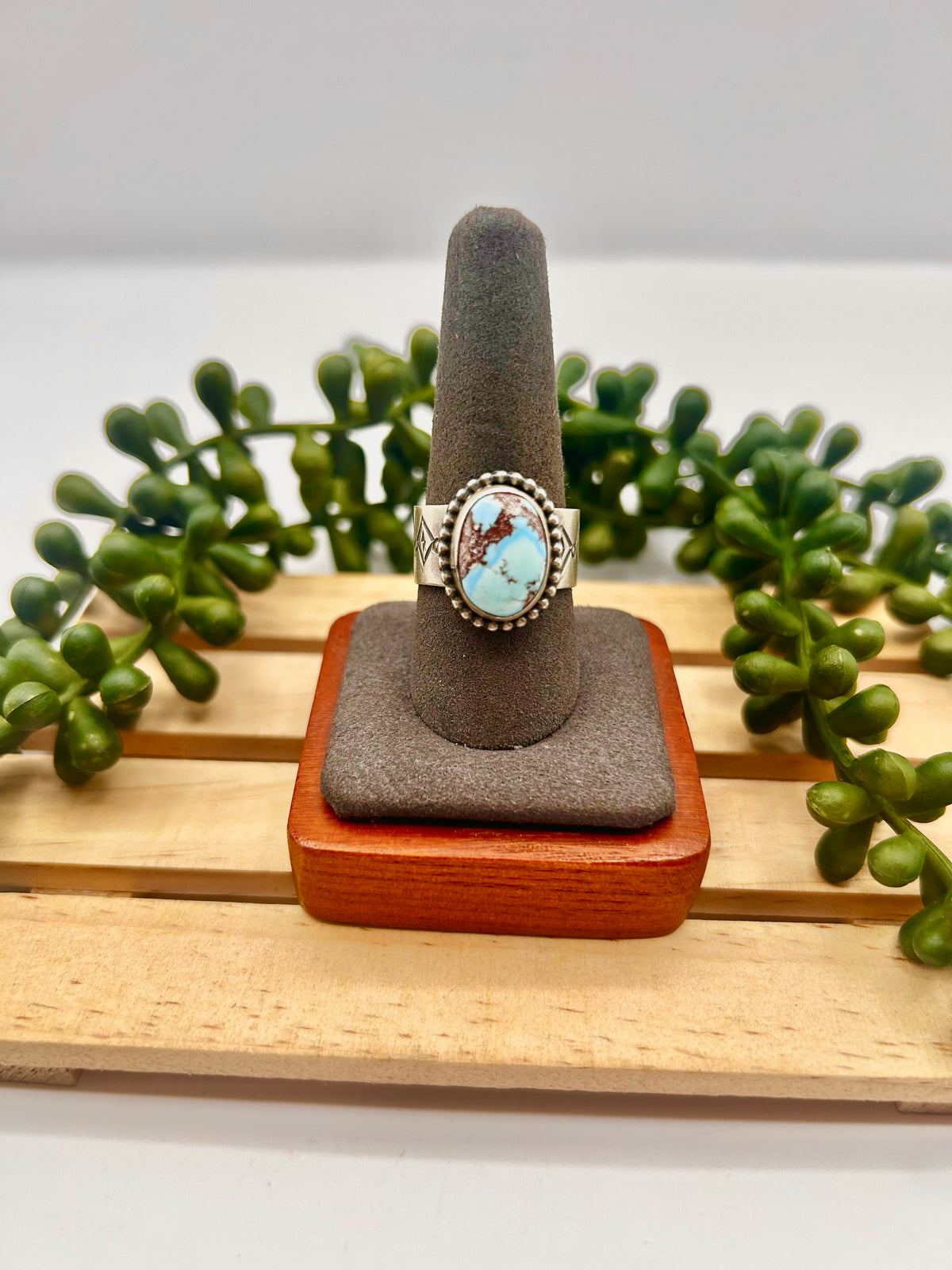 Navajo Made Golden Hill Turquoise & Sterling Silver Ring Size 10