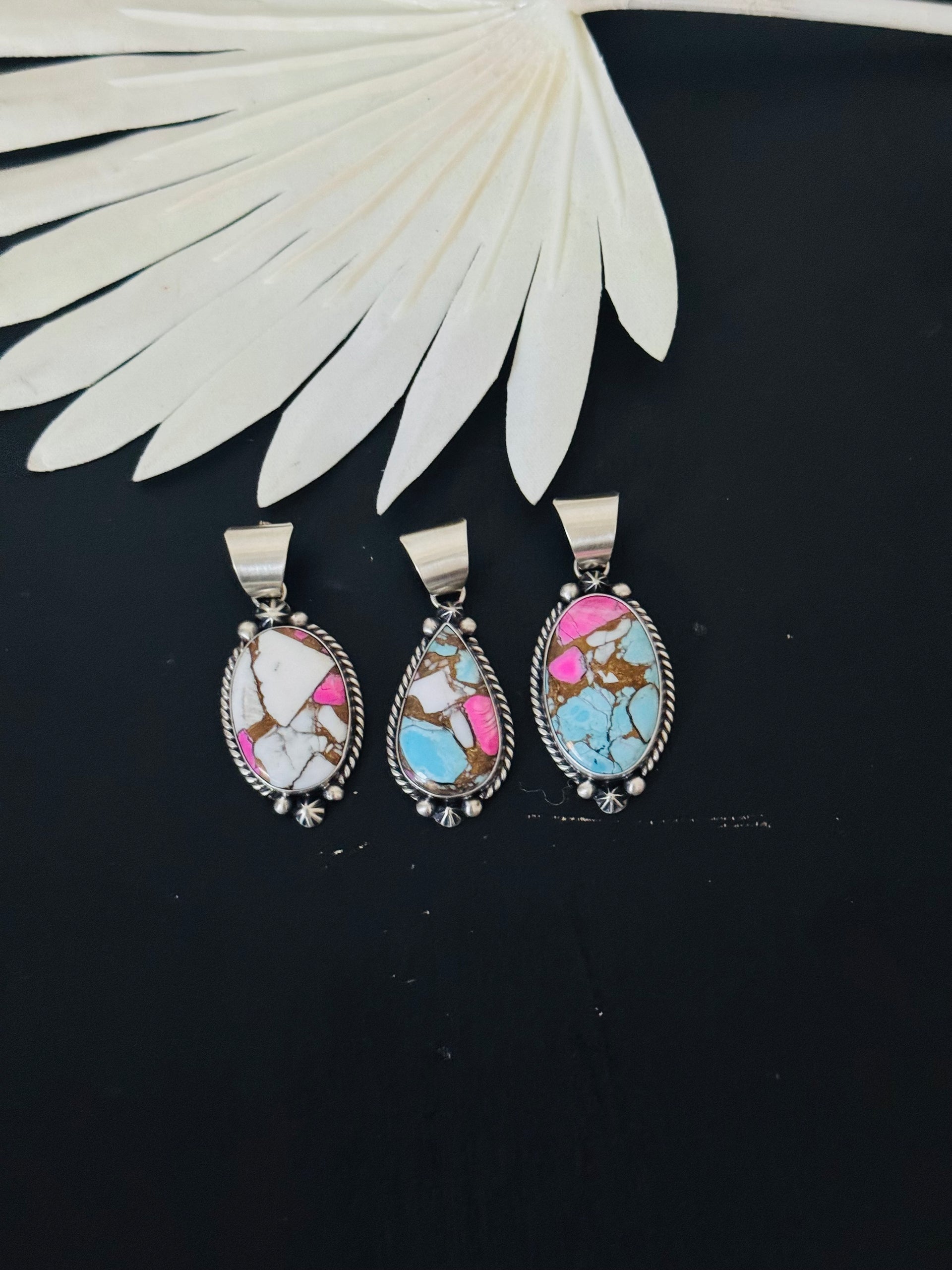 Donovan Skeets Cotton Candy Dahlia & Sterling Silver Pendant