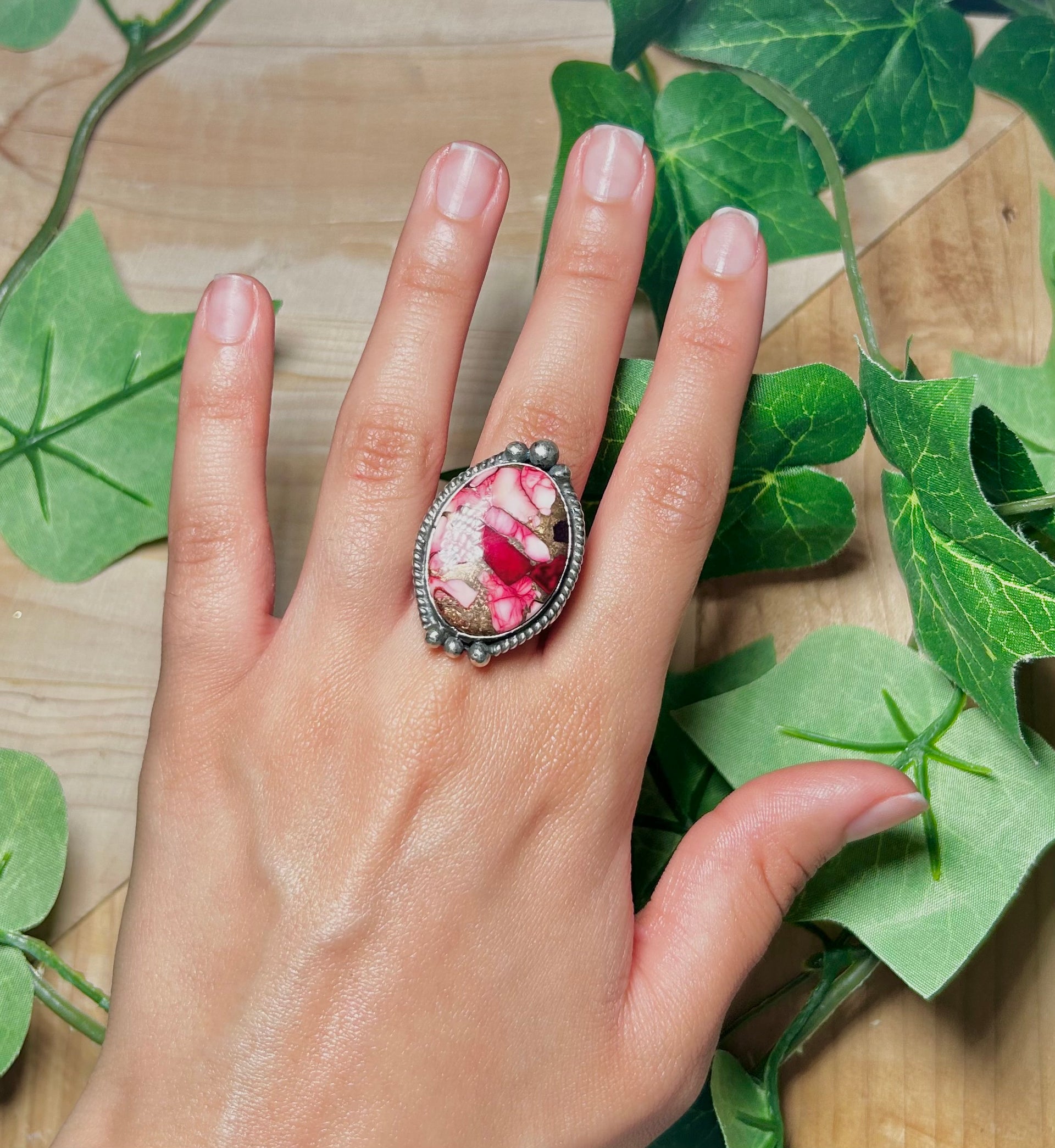 Zachariah David Rose Dahlia & Sterling Silver Adjustable Ring