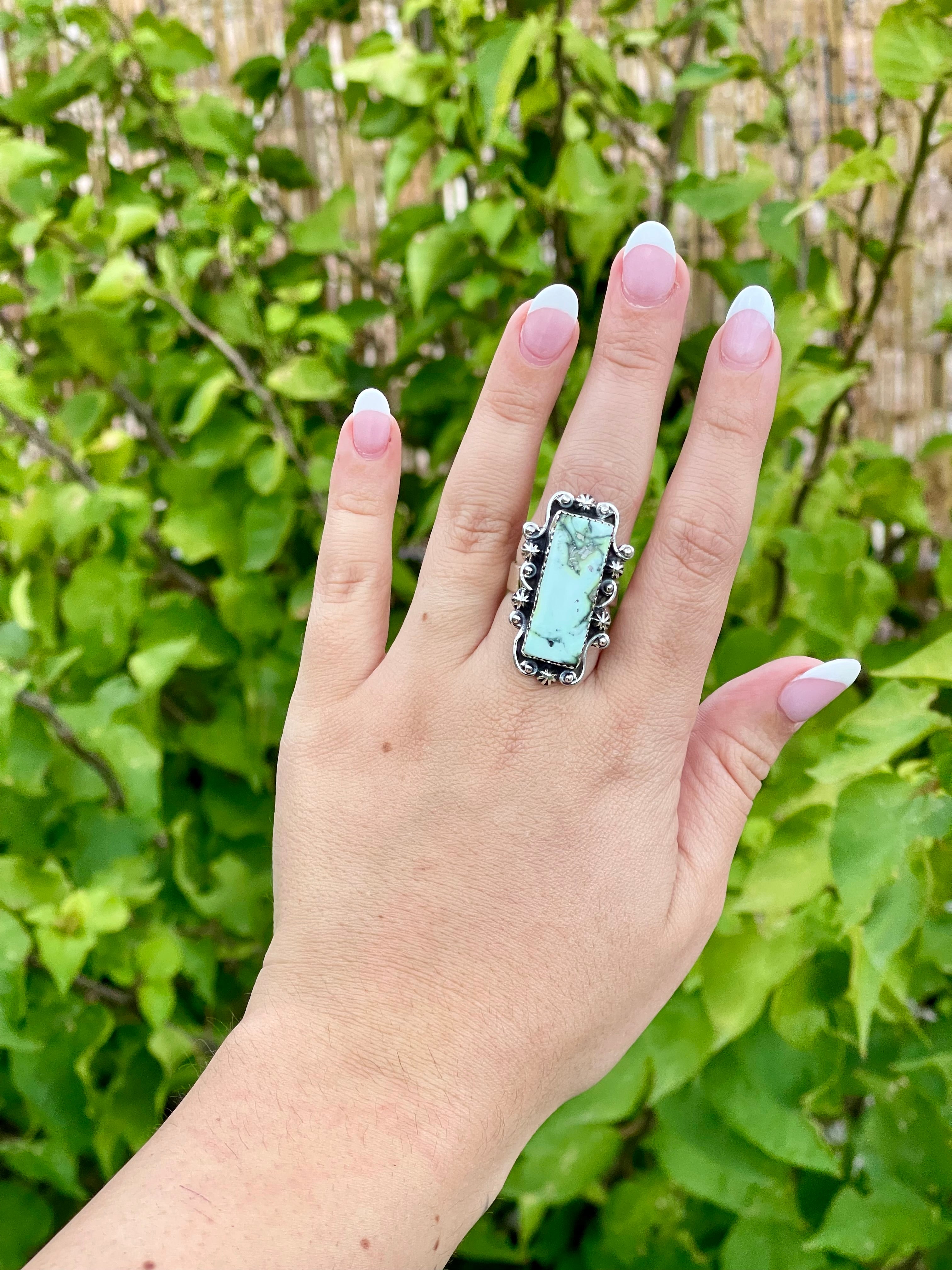 Southwest Handmade Palomino Variscite & Sterling Silver Adjustable Ring