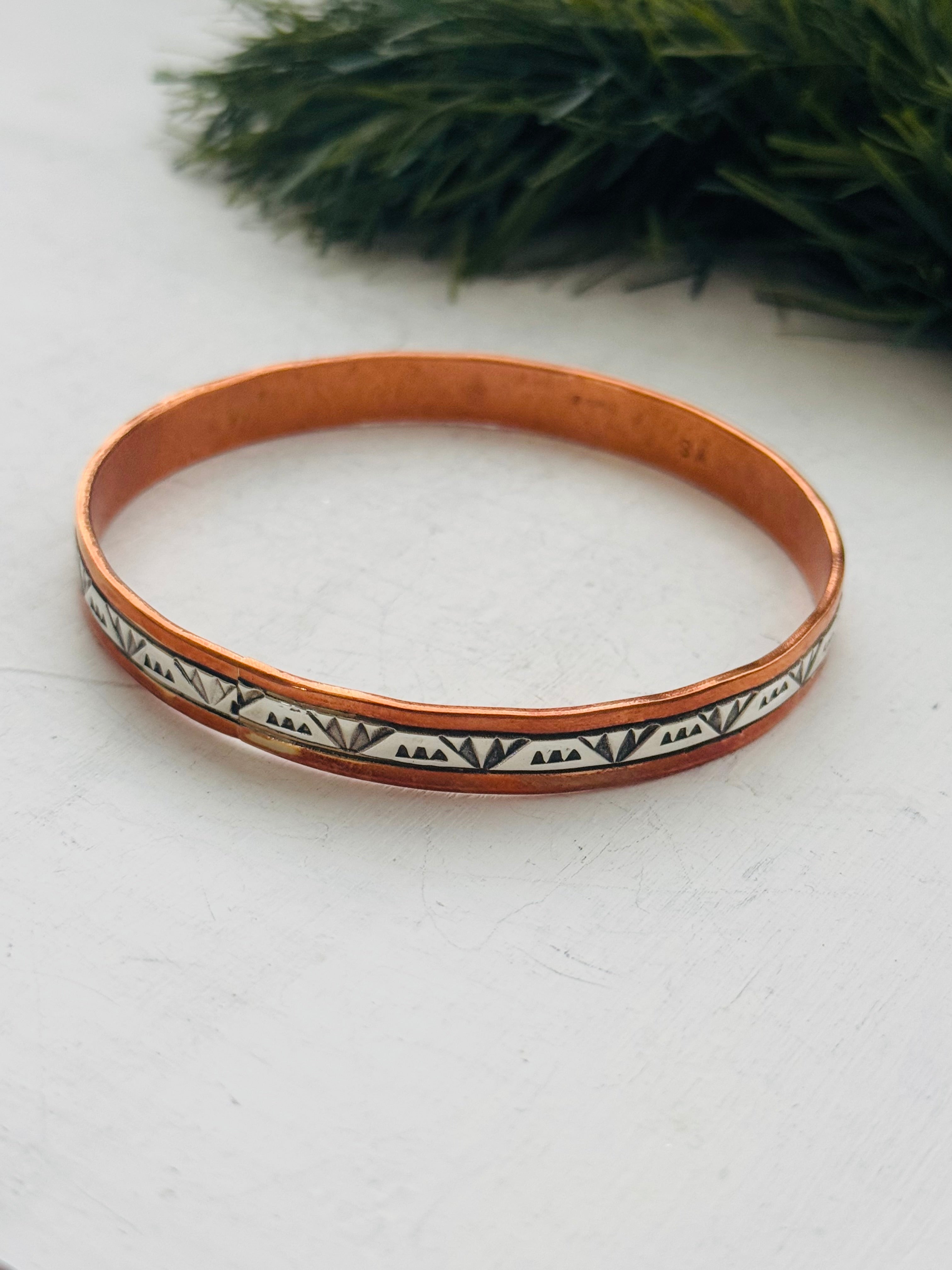 Navajo Made Copper & Sterling Silver Bracelet