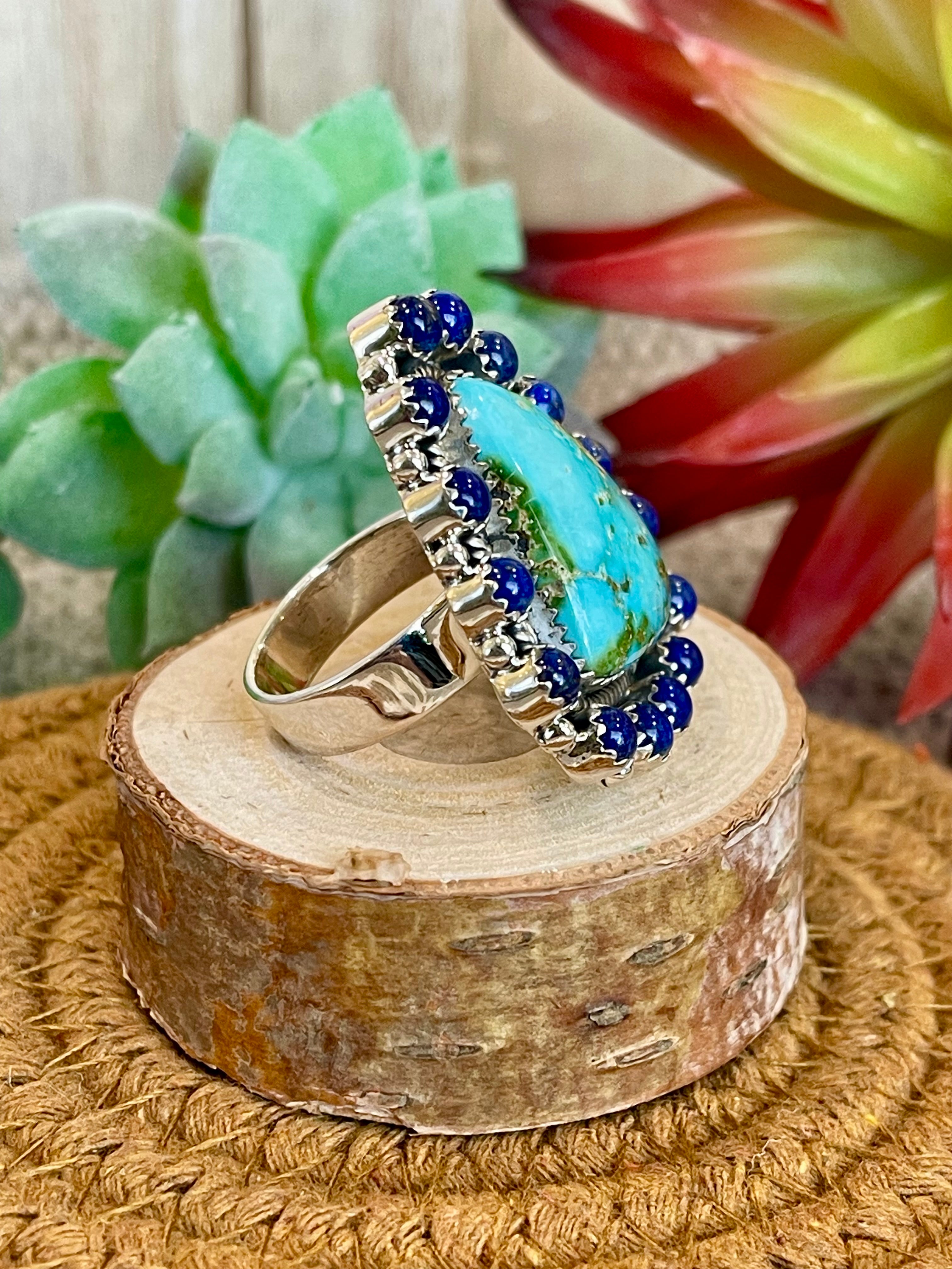 Southwest Handmade Multi Stone & Sterling Silver Adjustable Ring