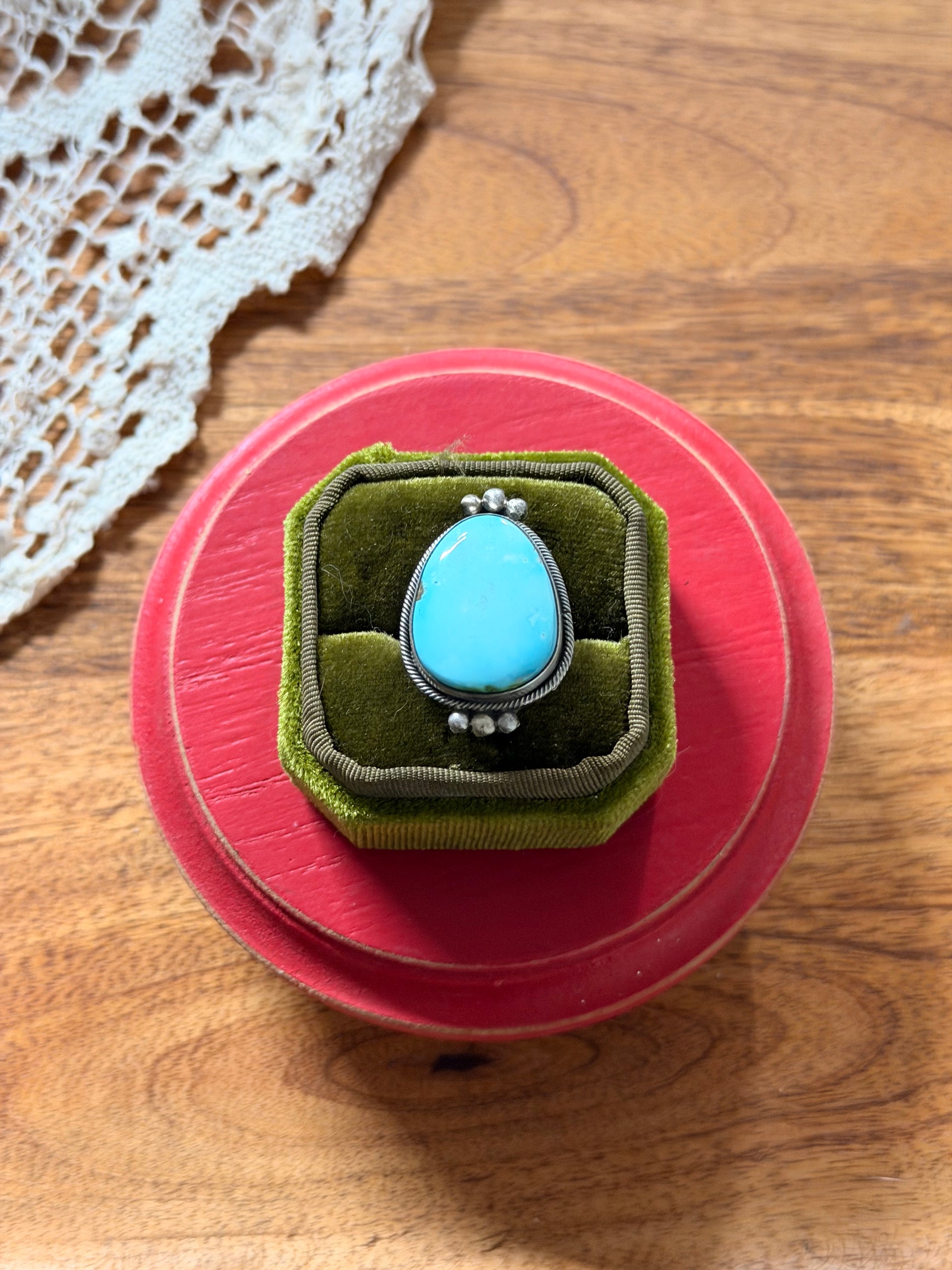 Scott Skeets Sonoran Mountain Turquoise & Sterling Silver Ring Size 6.75