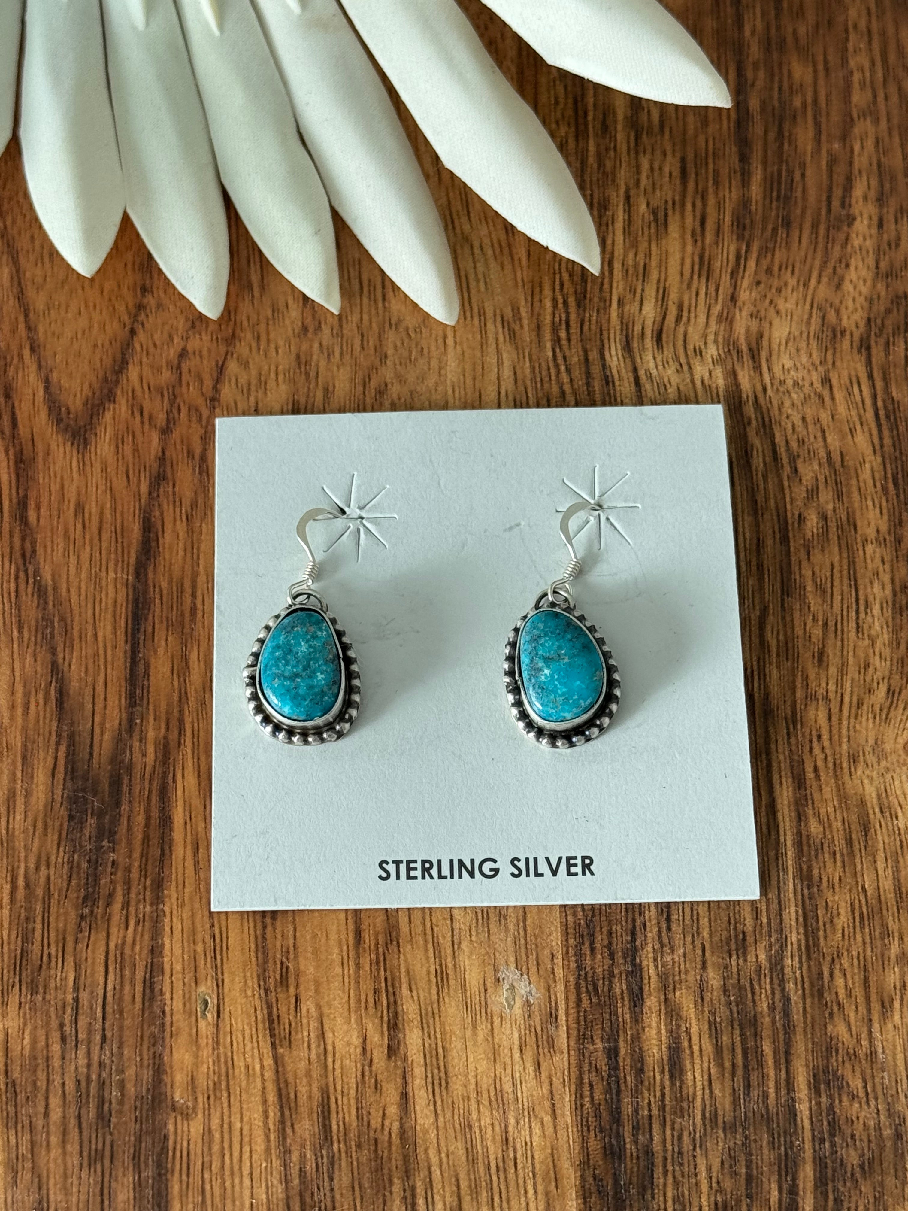 Marie Tsosie Blue Ridge Turquoise & Sterling Silver Dangle Earrings