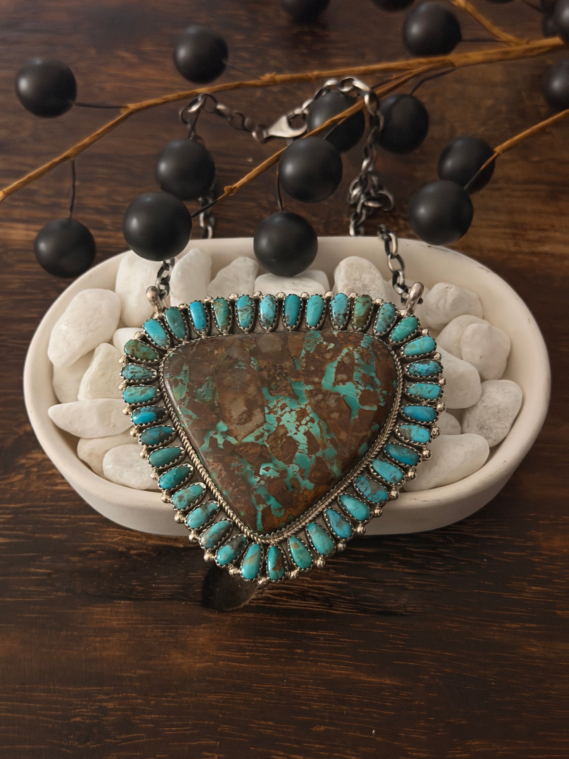 Juspert Wilson Mine 8 Turquoise & Sterling Silver Cluster Necklace