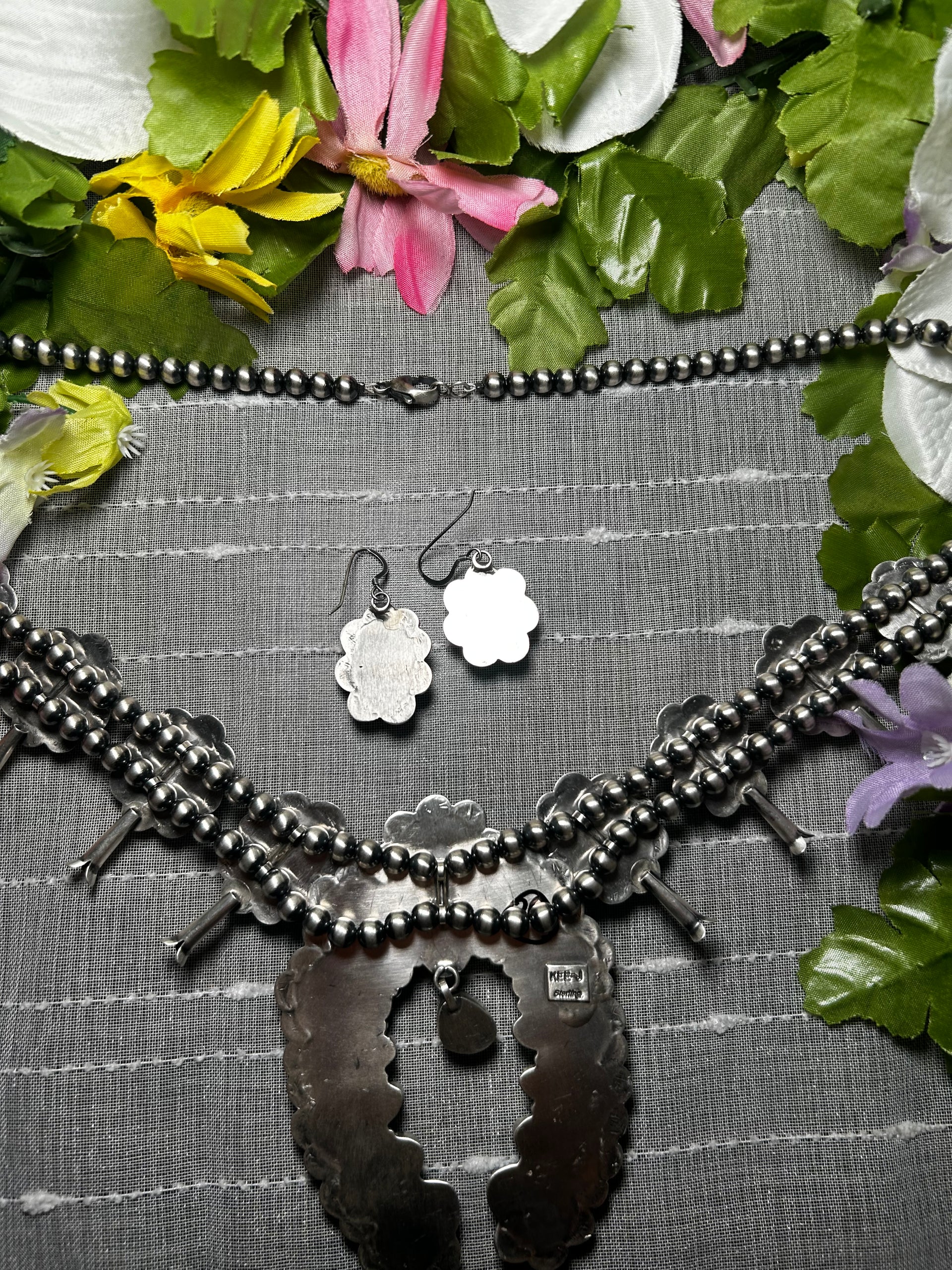 Kee Johnson Golden Hill  Turquoise and Sterling Silver Necklace Set