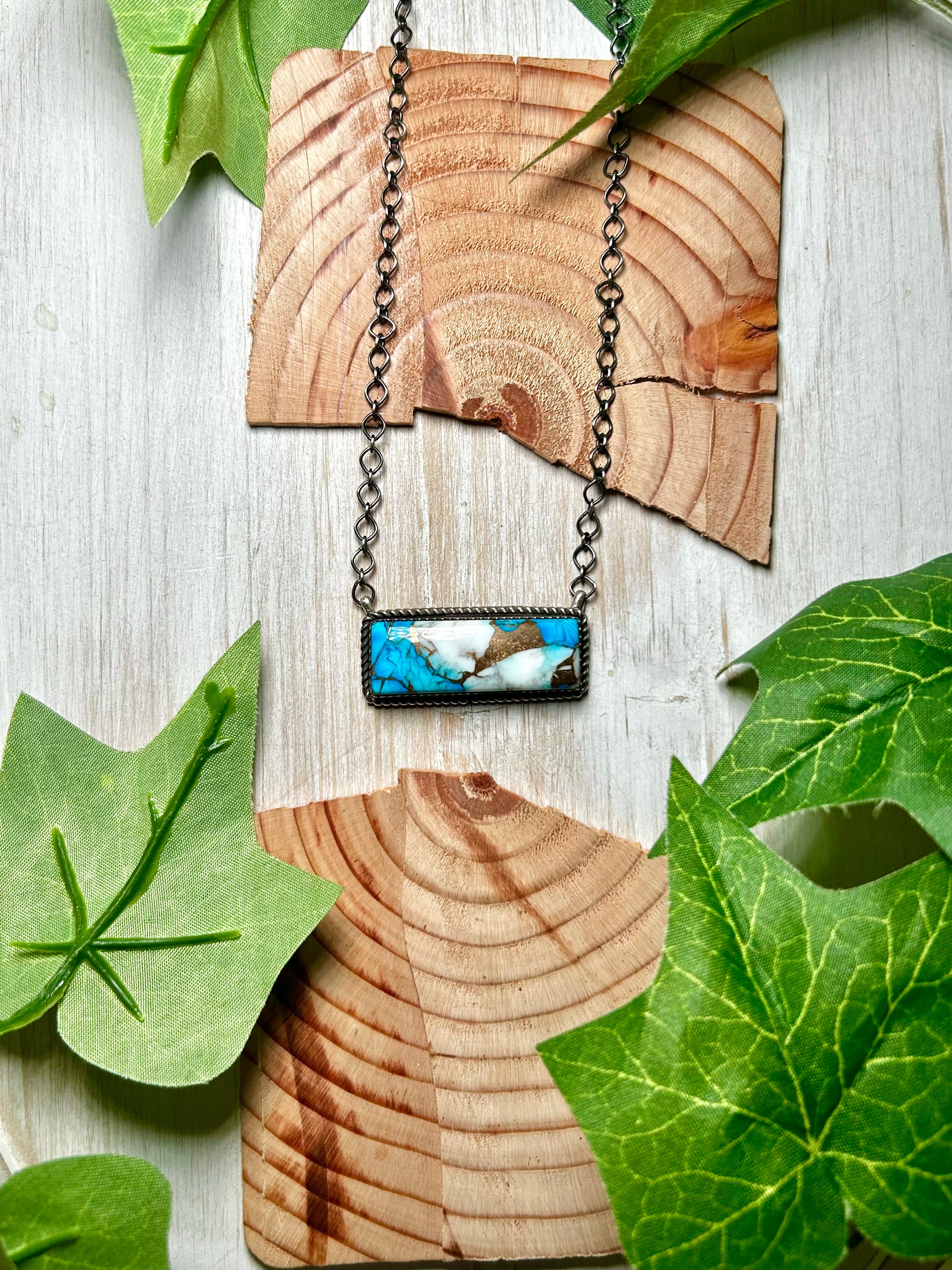 Tia Long Blue Dahlia & Sterling Silver Necklace