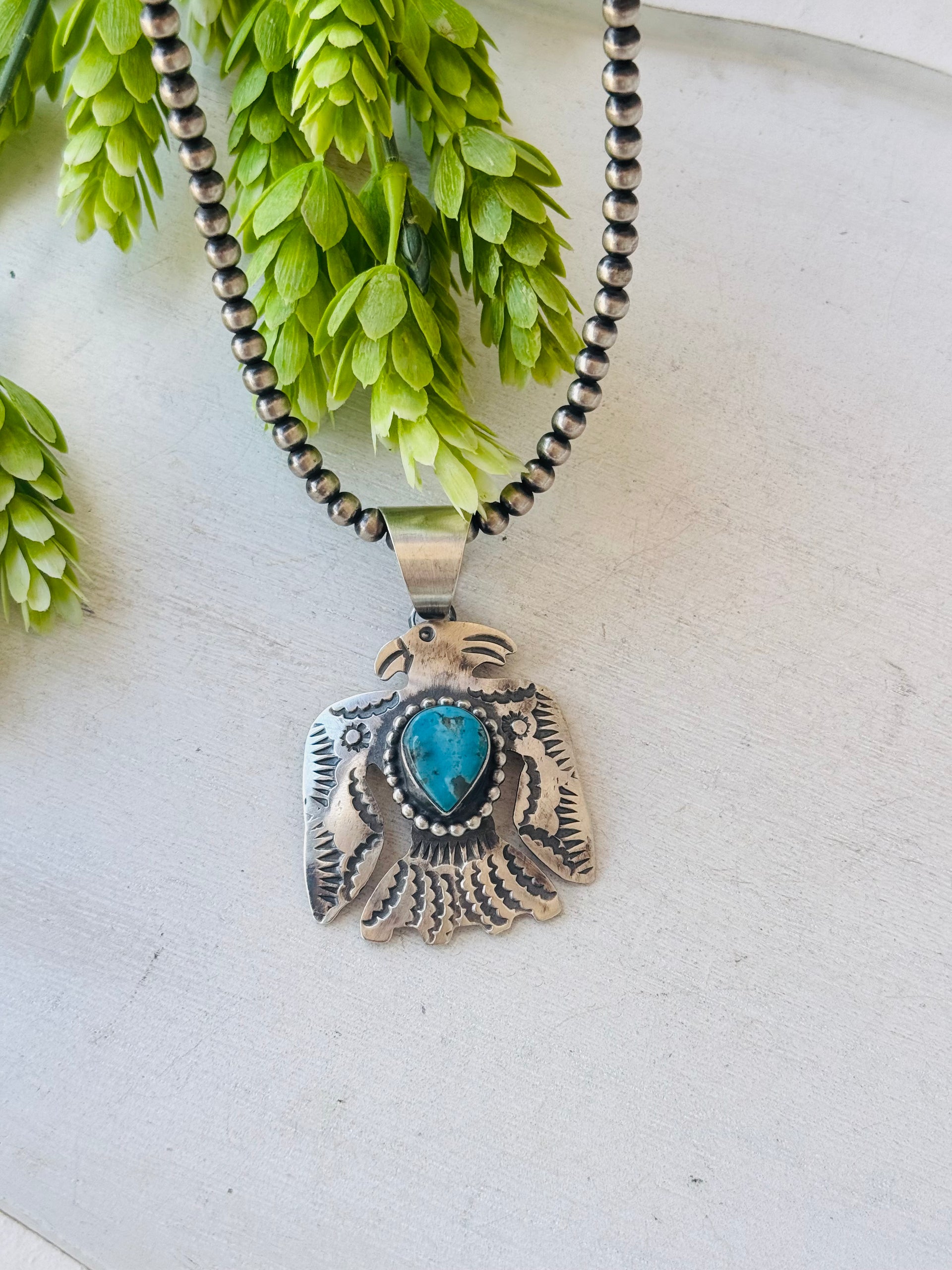 Chimney Butte Turquoise & Sterling Silver Thunderbird Pendant