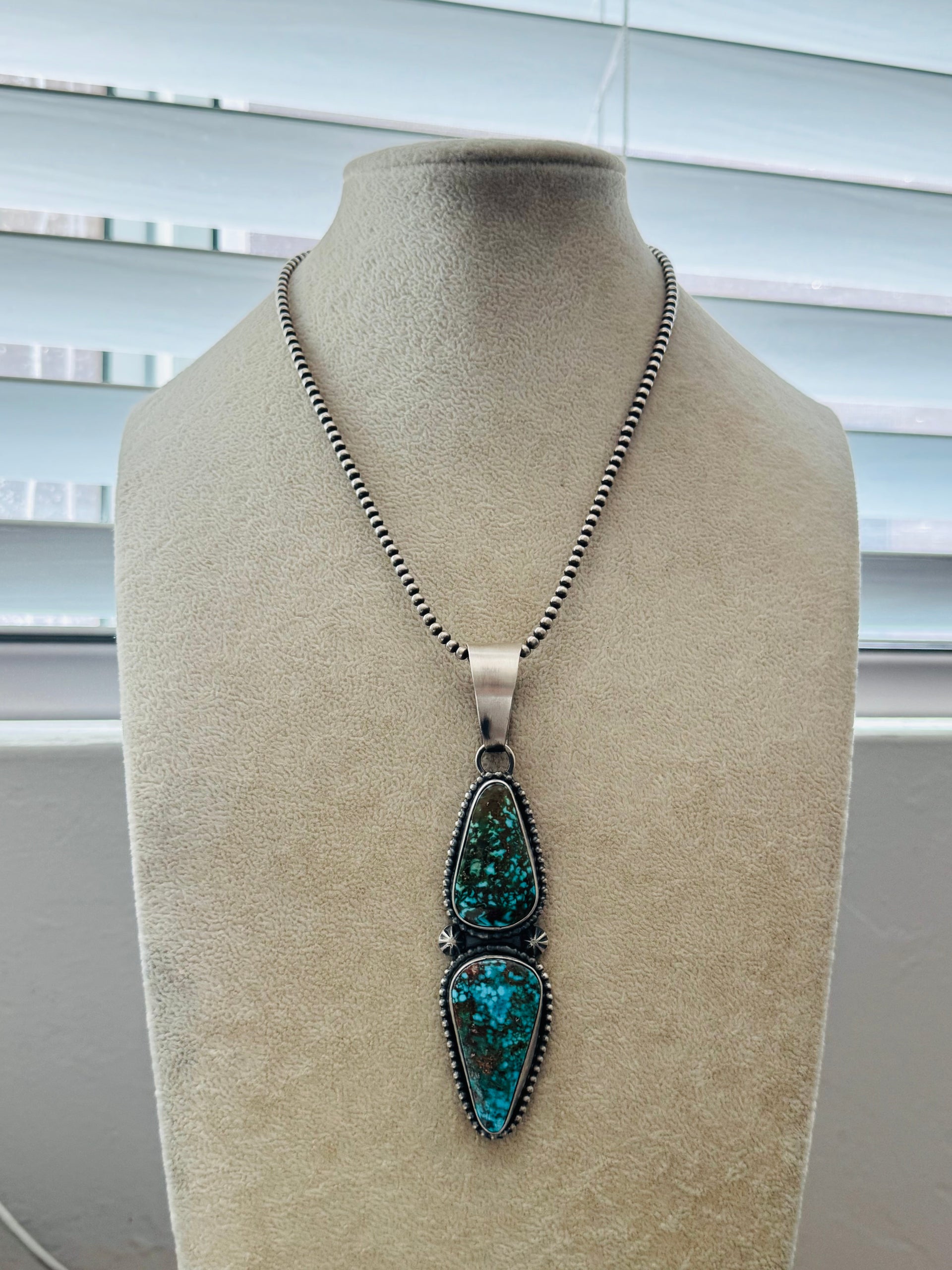 Randy Billy High Grade Birdseye Kingman Turquoise & Sterling Silver Pendant